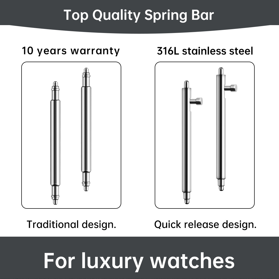 Curved Spring Bar - Maikes 316L Paslanmaz Çelik Hızlı Bırakma