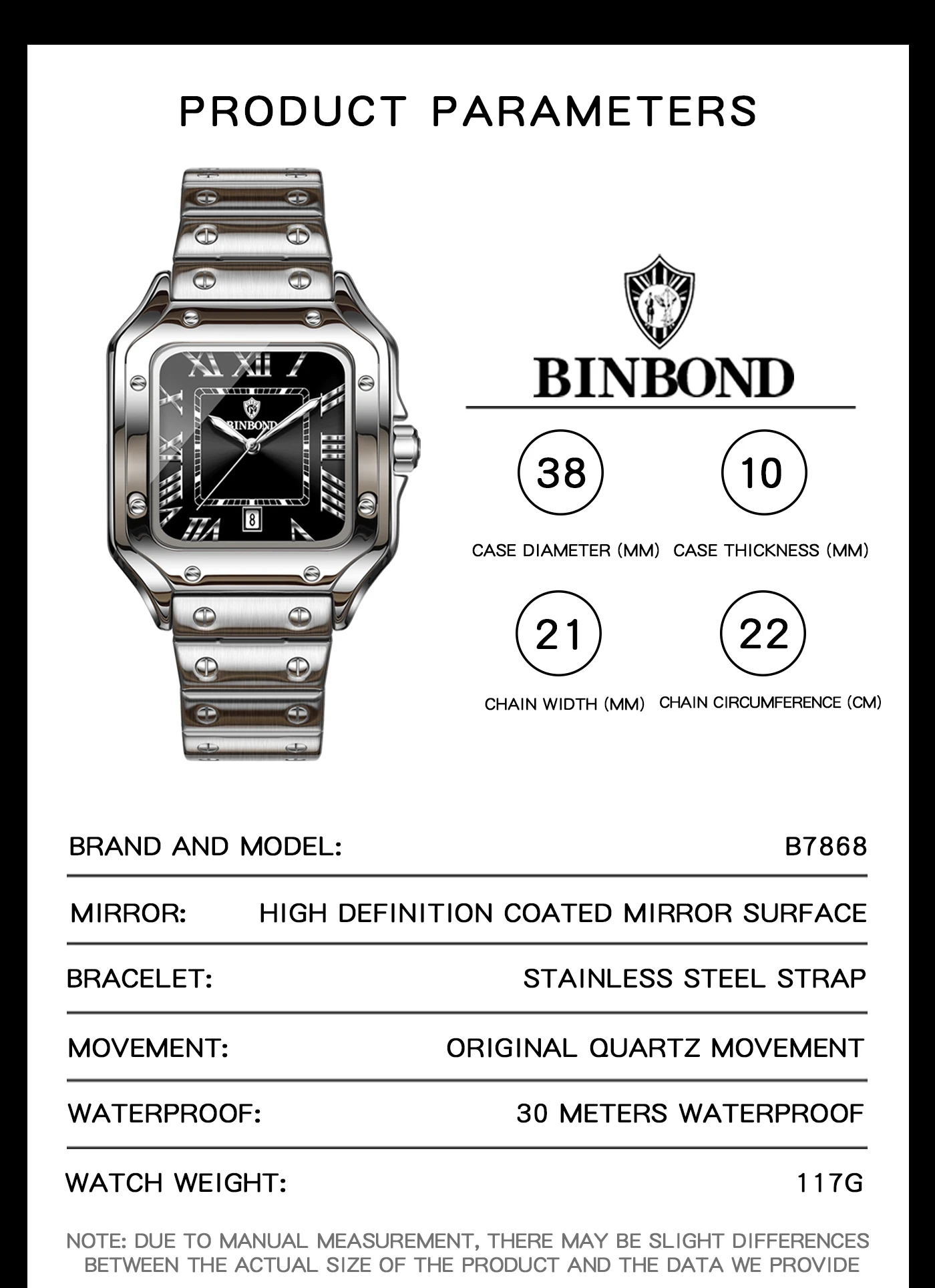 BINBOND En Yeni 7868 İş Erkek  - Cartier Watch Tank incelemesi ve fiyatı